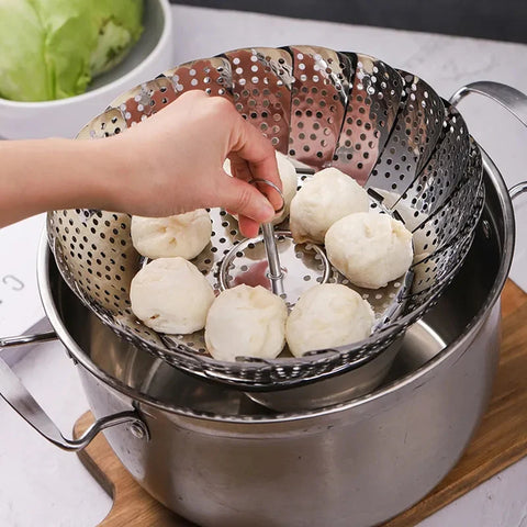 Food Steamer Collapsible Expandable Steamer Insert for Vegetables, Dumplings & Food Cooking